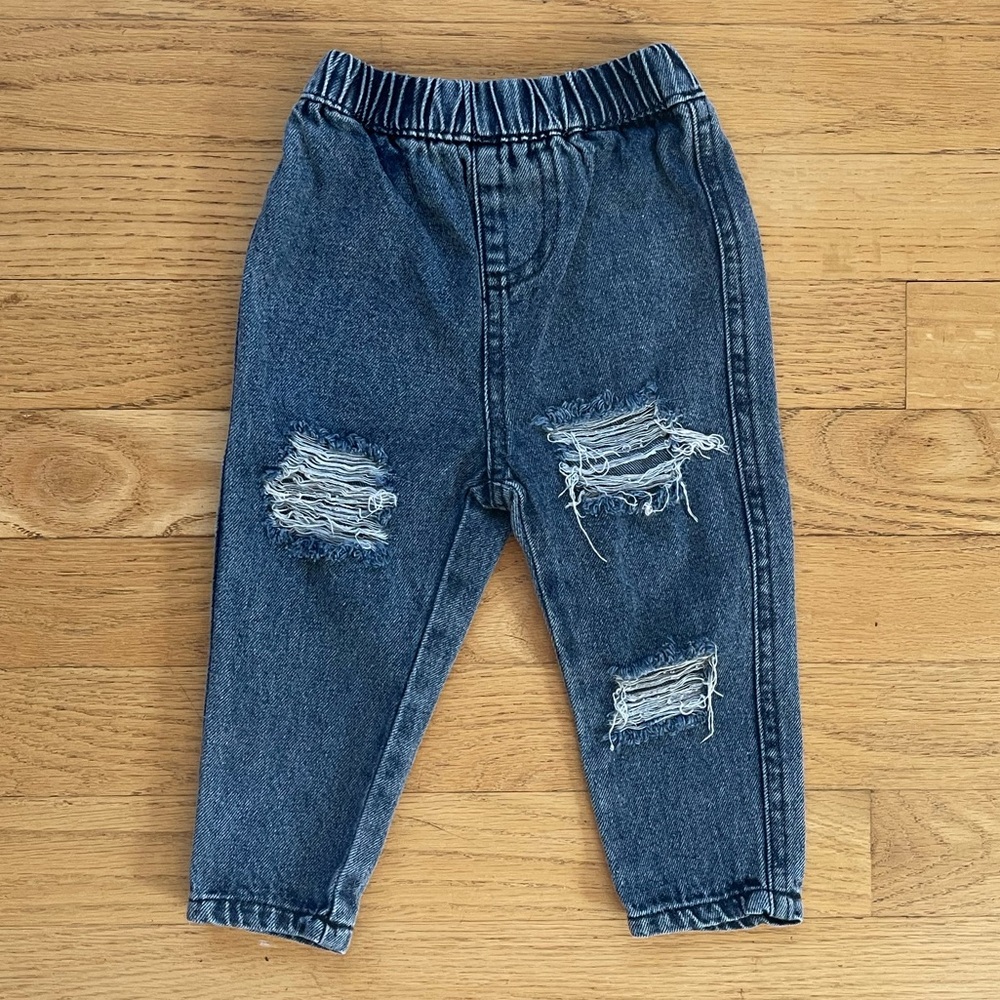 BAILEYS BLOSSOMS EUC Distressed Elastic Waist Jeans